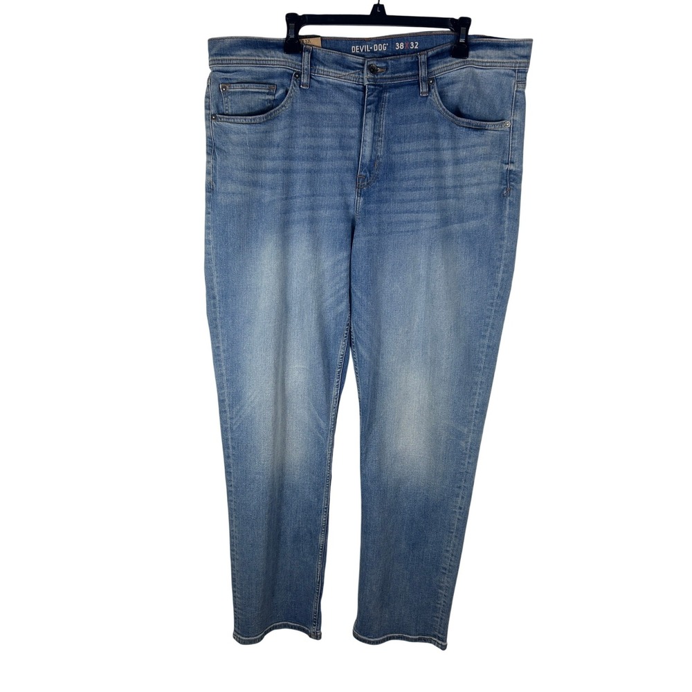 Devil-Dog Dungarees Mens Slim‎ Straight Jeans Light Wash Blue 38x32 NWT